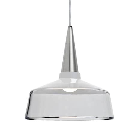 Besa Lighting Baron 10 Cord Pendant, White/Clear, Satin Nickel Finish, 1x9W LED 1JT-BARON10WH-LED-SN